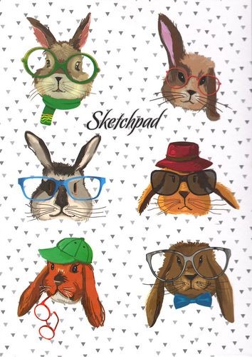 Скетчбук А5 60л спир Стильные животные 100г/м2