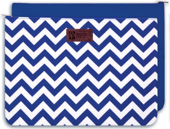 Папка на молнии А4 с рис БЕЛО-СИНИЙ ЗИГЗАГ