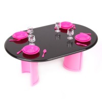 Набор мебели д/кукол Стол с аксессуарами розовый