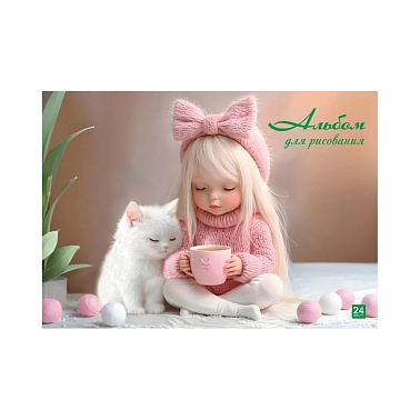 Альбом д/рис 24л Lamark Девочка с котиком склейка