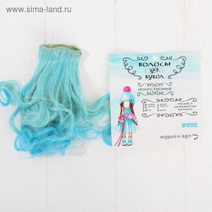 Творч Волосы-тресс для кукол Кудри 15см*100см градиент бирюзов-голуб