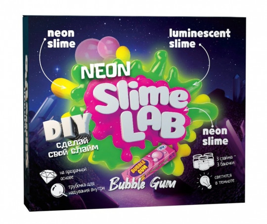 Набор для исследования Slime Lab Неон, бабл гам