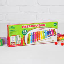 Музыкальная Металлофон Веселые песни 12 тонов+6 карточек