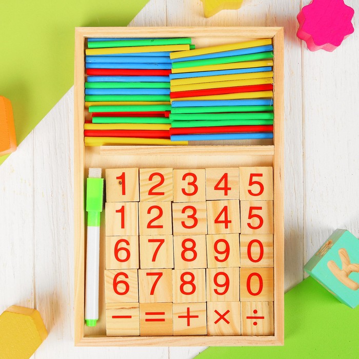 деревянная Набор для изучения счета Calculating box: палочки, плашки, досочка и маркер