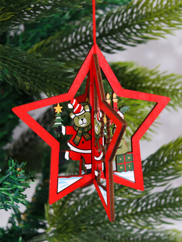 НГ Подвеска дерево 1шт Встречайте Новый Год 11см ассорти