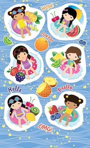 Наклейки 0-11-430А Девочки на кругах