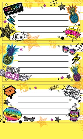 Наклейки на тетрадь 3шт Ананасы, пожелания..