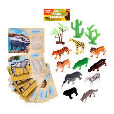 Игра Набор Дикие животные разных стран с обучающими карточками + 10 животных