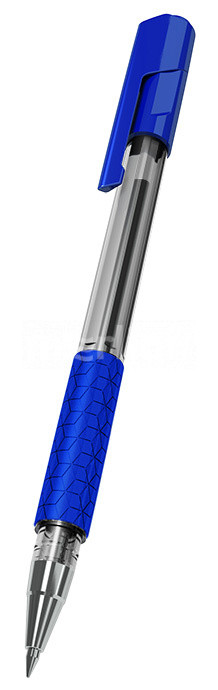 Ручка шариковая синяя Deli 0,7мм грип прозр/синий