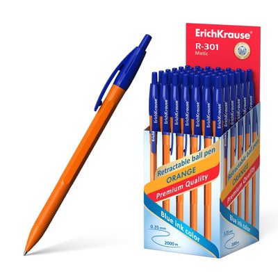 Ручка шариковая синяя EK R-301Orange Matic 0.7 автомат