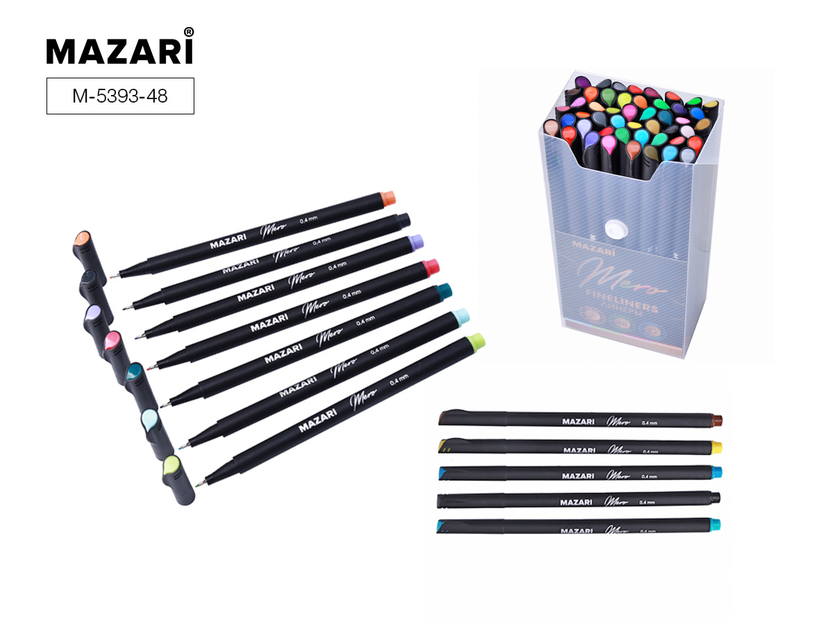 Ручки линеры 48 цв Mazari MERO 0,4мм