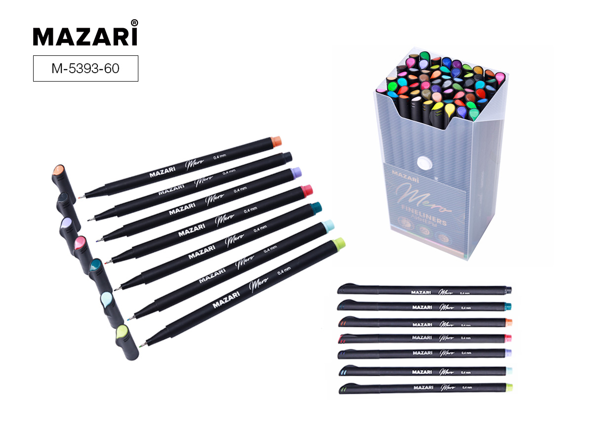 Ручки линеры 60 цв Mazari MERO 0,4мм