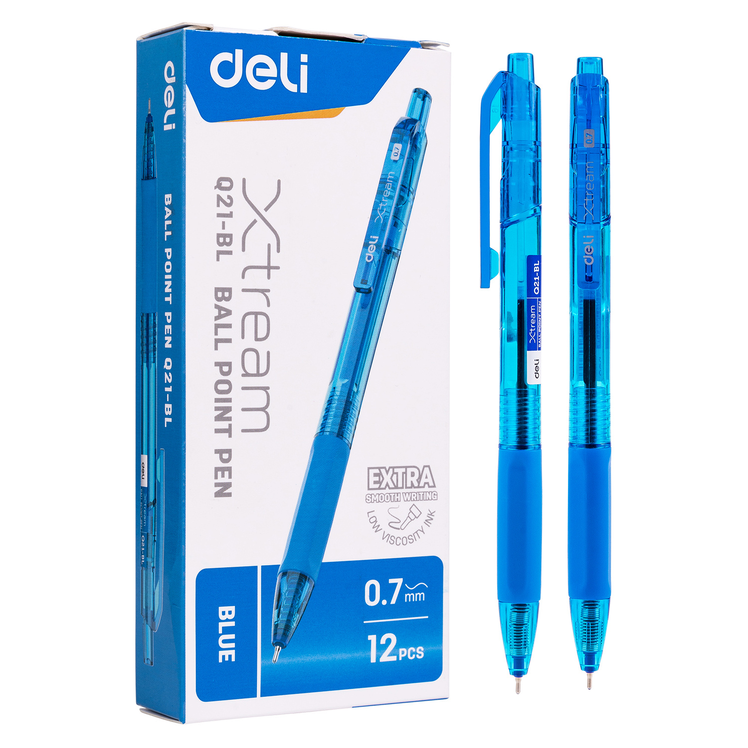 Ручка шариковая синяя Deli 0,7мм авт
