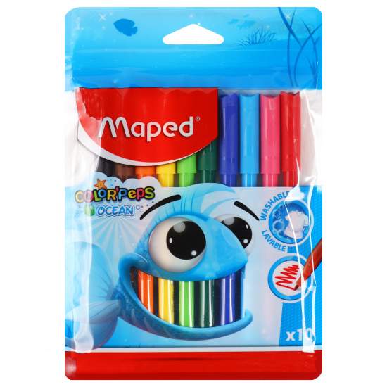 Фломастеры 10 цв Maped Color'peps Ocean смываемые пакет