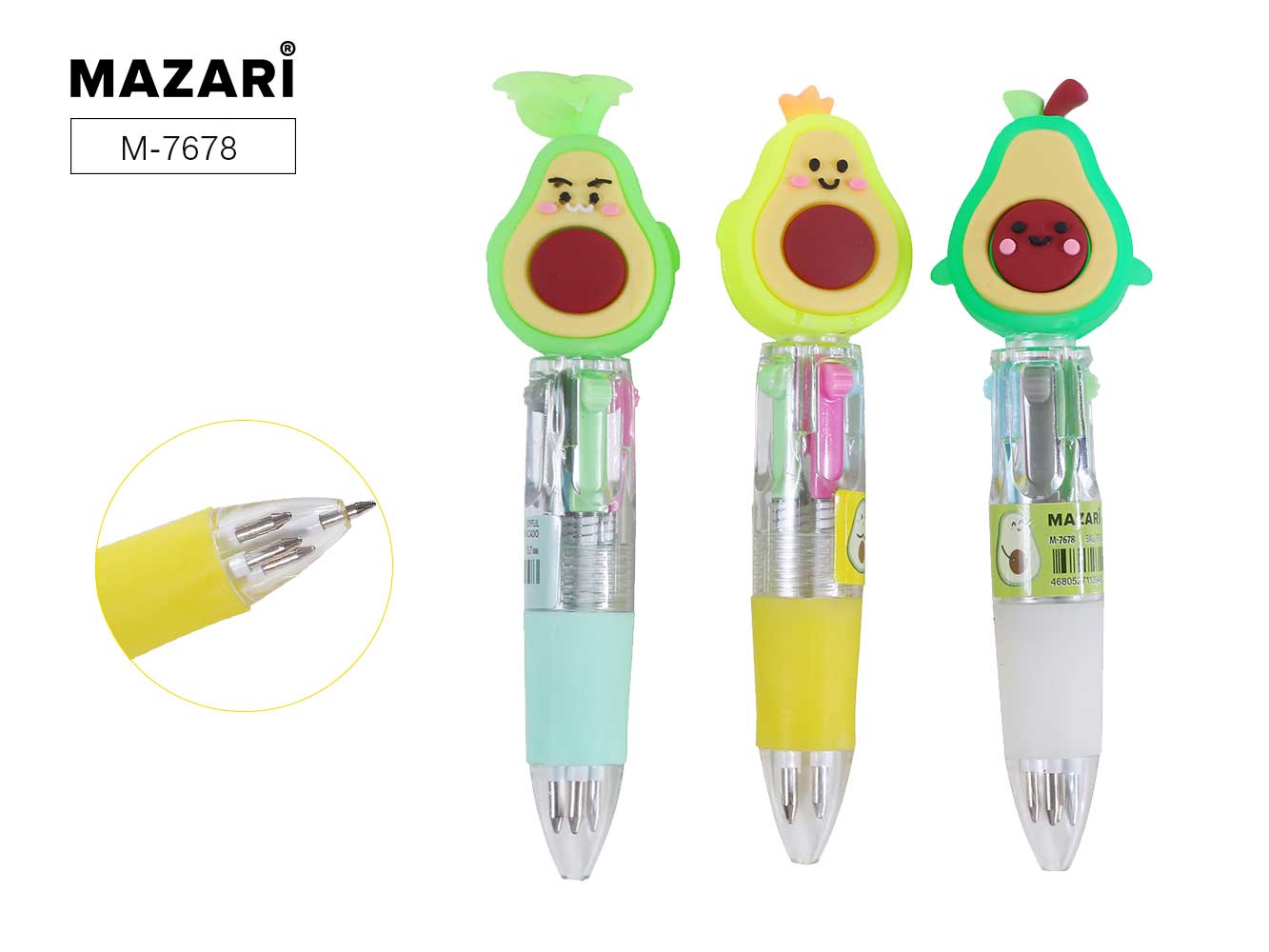 Ручка шариковая 4цв Mazari Joyful Avocado 0.7мм мини