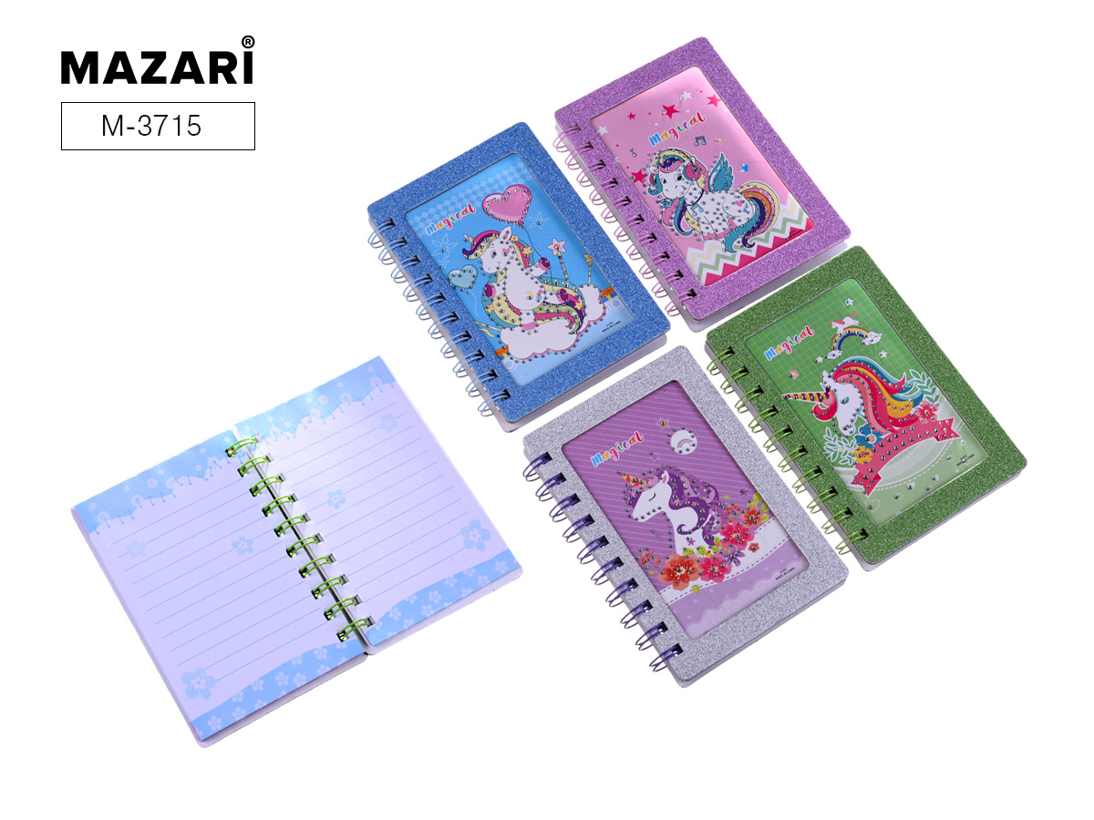 Зап. книжка детская А6 60л лин спир Mazari Unicorns