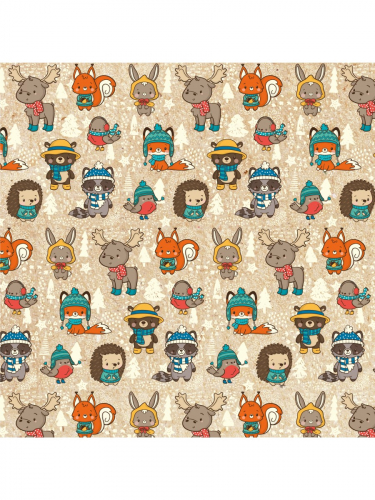 Праз Бумага упак. НГ 70*100 в рулоне Новогодние советские зверята поштучно