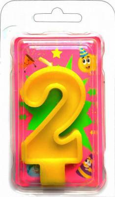 Праз Свеча-цифра "2" желтая