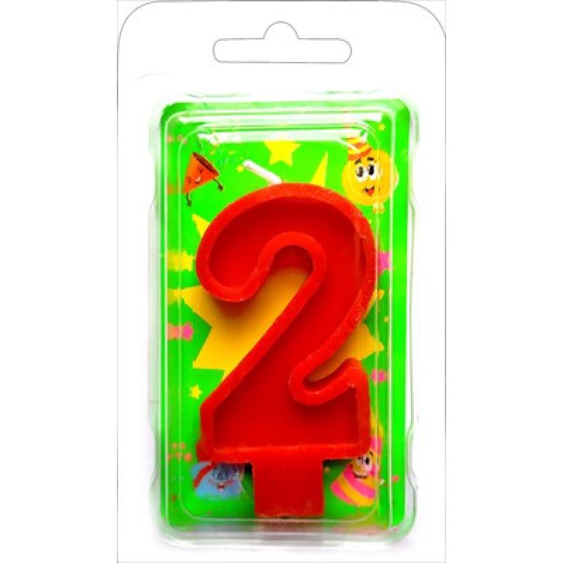 Праз Свеча-цифра "2" красная