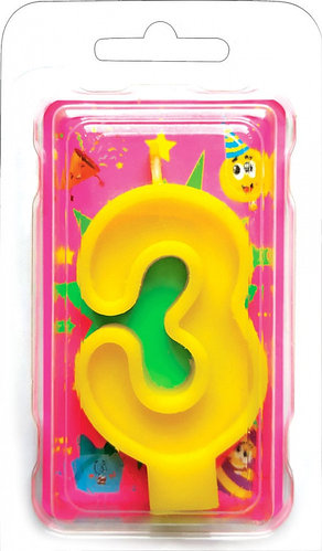 Праз Свеча-цифра "3" желтая