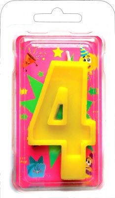 Праз Свеча-цифра "4" желтая