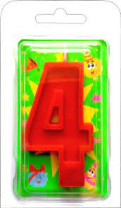 Праз Свеча-цифра "4" красная