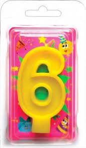 Праз Свеча-цифра "6" желтая