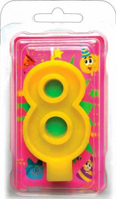 Праз Свеча-цифра "8" желтая