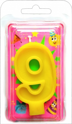 Праз Свеча-цифра "9" желтая
