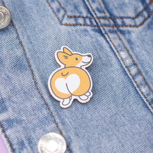 Сувенир Значок дерево Алеф Corgi and popka