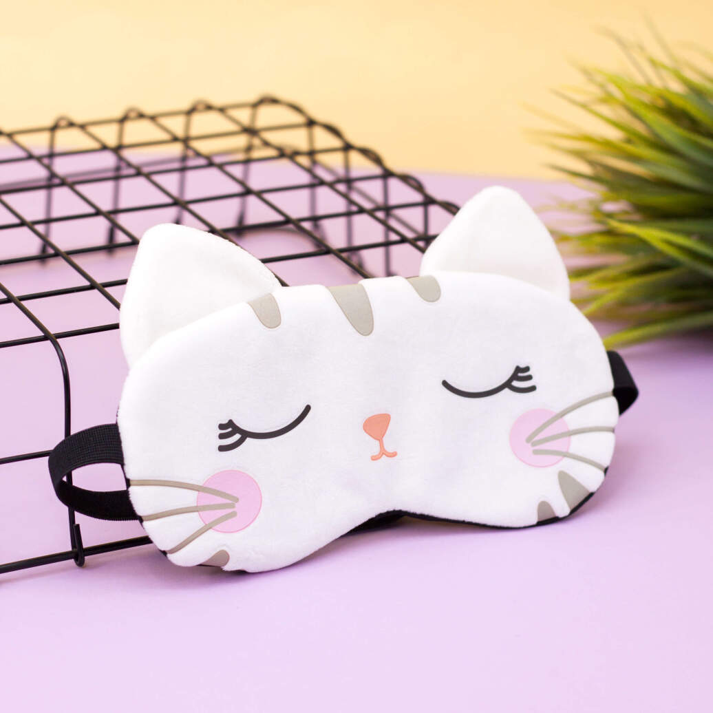 Сувенир Маска для сна Алеф меховая Sleeping cat pink