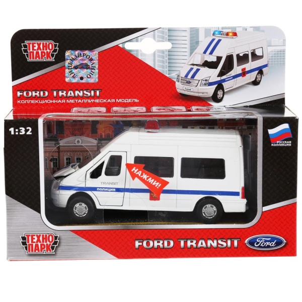 Машина Ford Transit Полиция, метал, инерц., свет+звук 1:32
