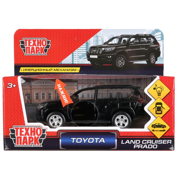 Машина Toyota Prado 12см, двери, инерц, черный, метал