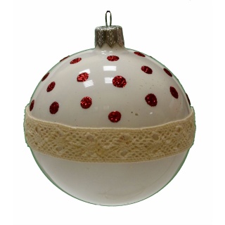 НГ Шар 1шт стекло 85мм Веселый горошек 3