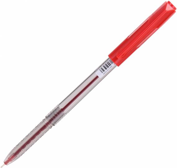 Ручка шариковая красная Deli 0,7мм Arrow прозр/красный