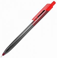 Ручка шариковая красная Deli 0,7мм авт прозр/красный