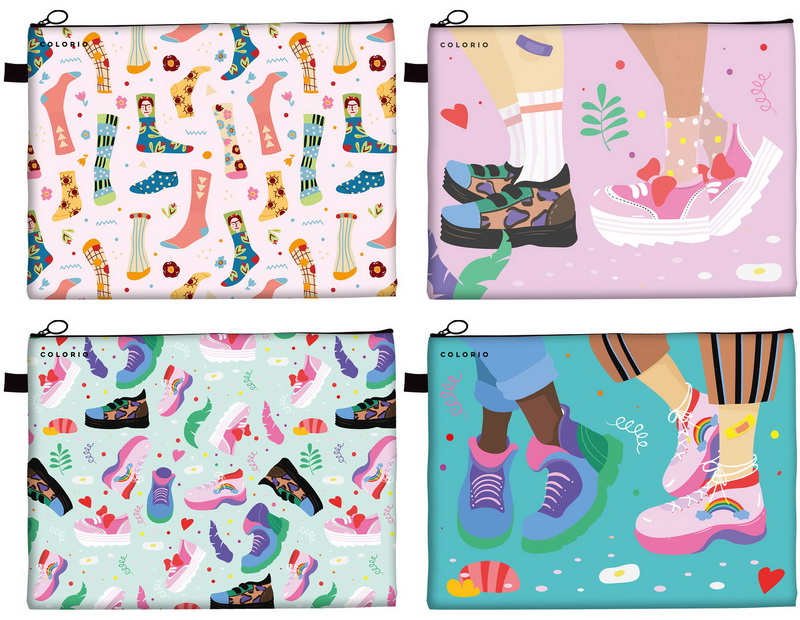 Папка на молнии А4 экокожа Кеды и носочки