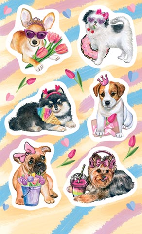 Наклейки 0-11-543А Собаки с цветами