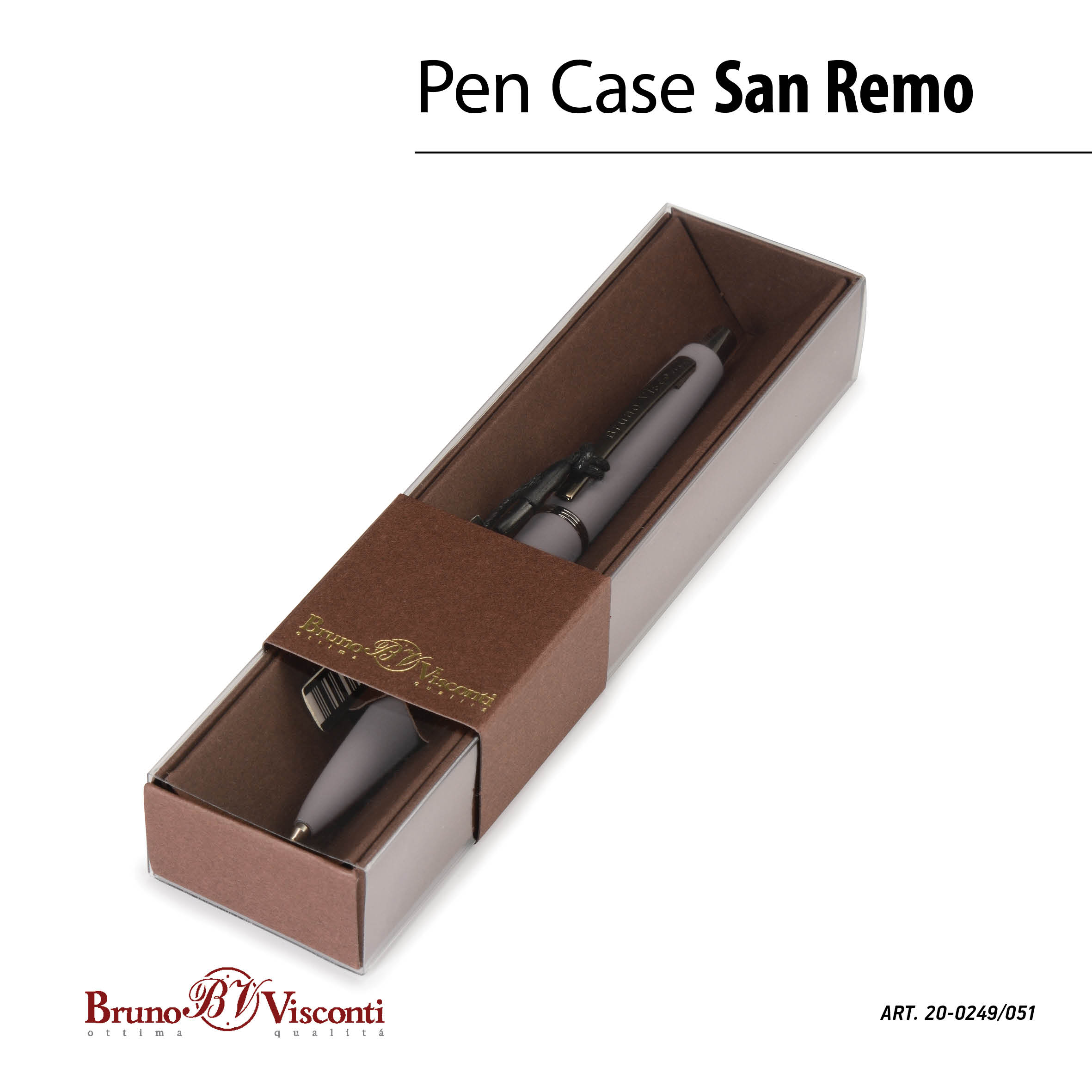Ручка подар шар BV San Remo синяя 1мм авт (серый корпус, коричневая коробка)