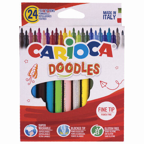Фломастеры 24 цв Carioca Doodles суперсмываемые
