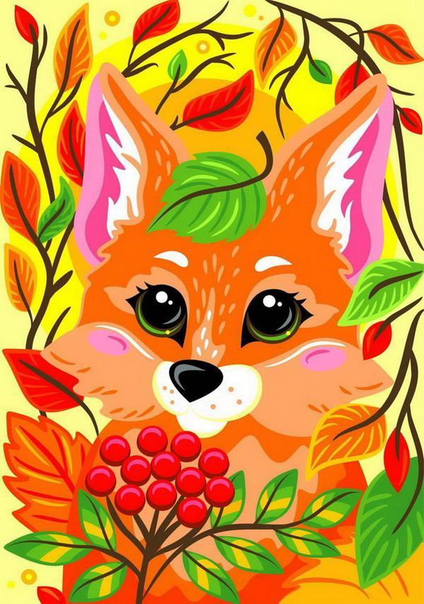 Творч Картина по номерам 20*28,5 Осенняя лисичка