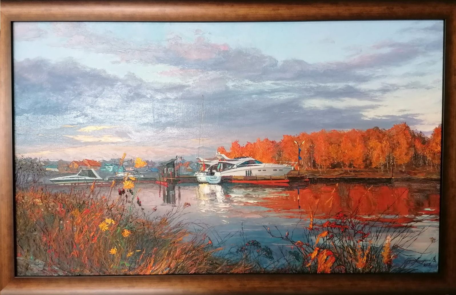 Картина "Осень. Яхты. Залив"