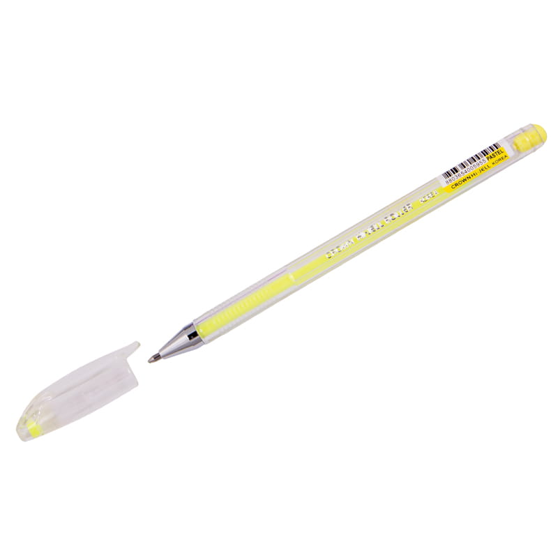 Ручка гелевая желтая Crown пастель 0,8мм