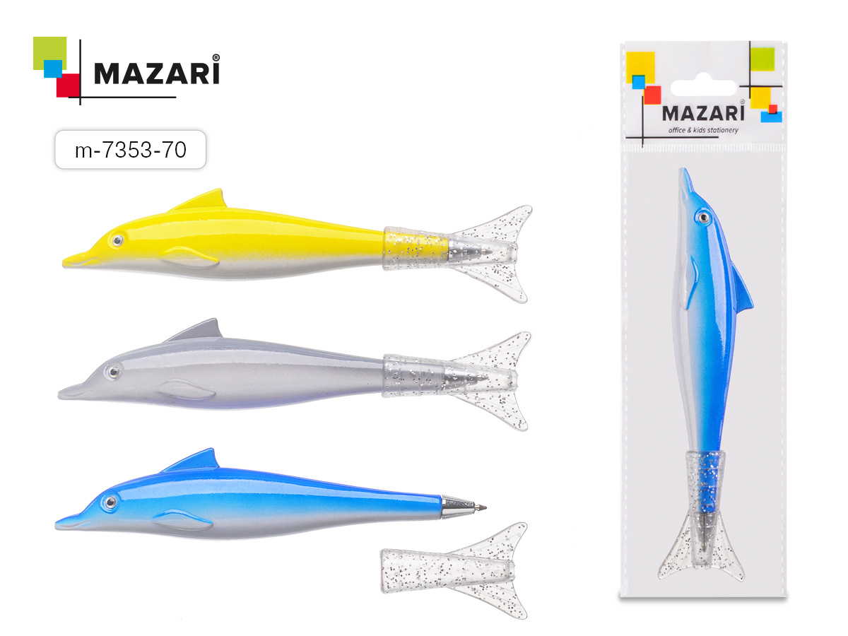 Ручка шариковая синяя сув Mazari Lagoon 0,7мм пулевид ассорти 3 дизай