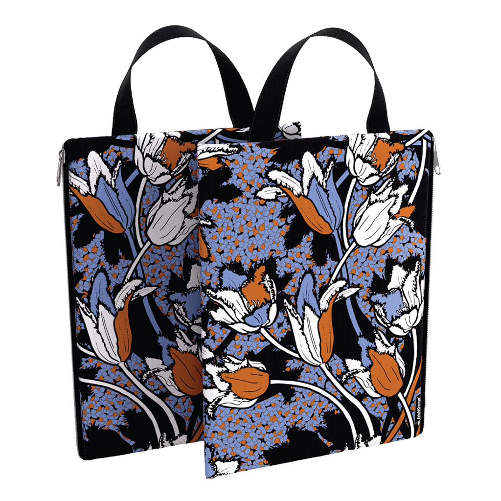 Папка на молнии А4 ткань EK Tulips, с ручкой-петлей