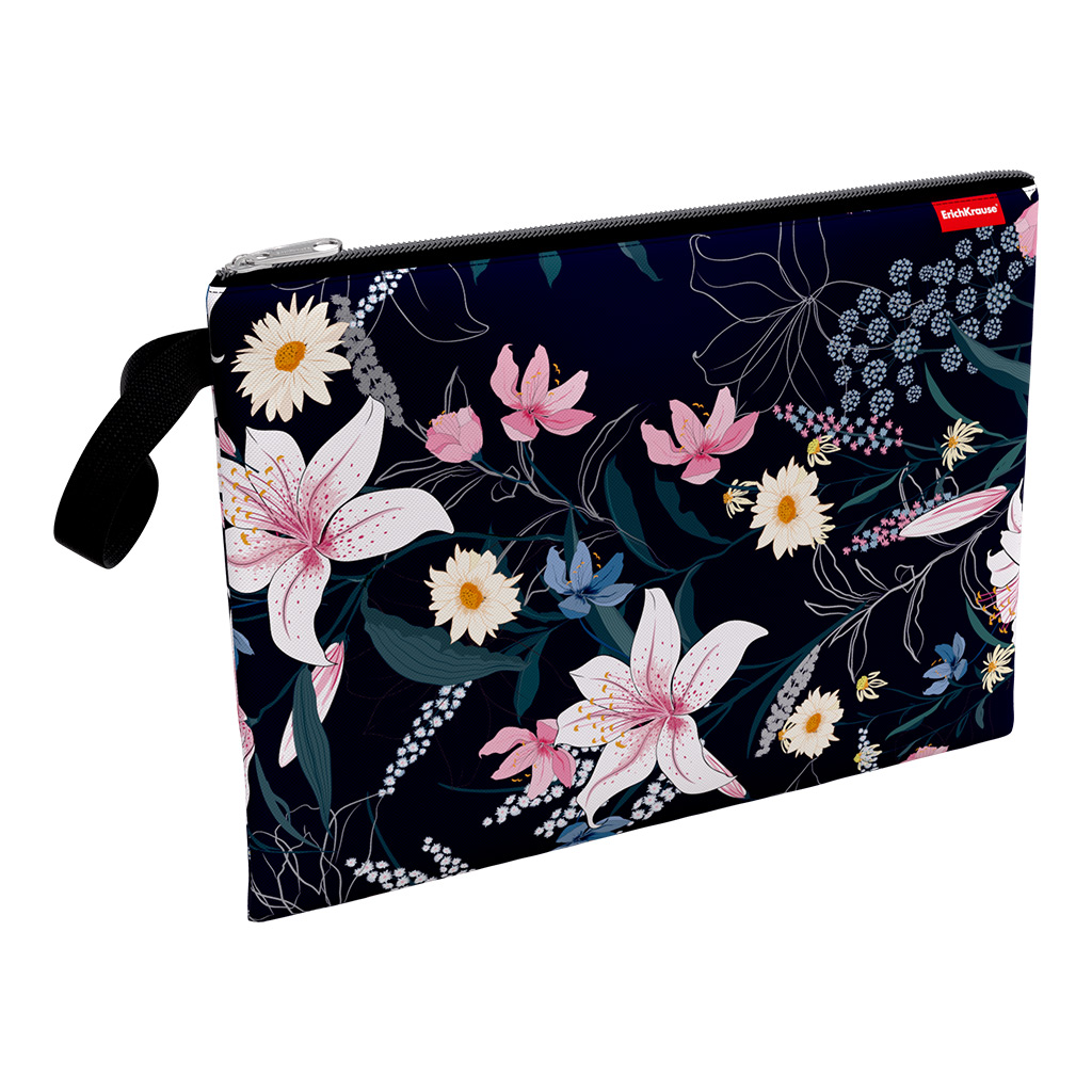 Папка на молнии А4 ткань EK Lily с ручкой-петлей