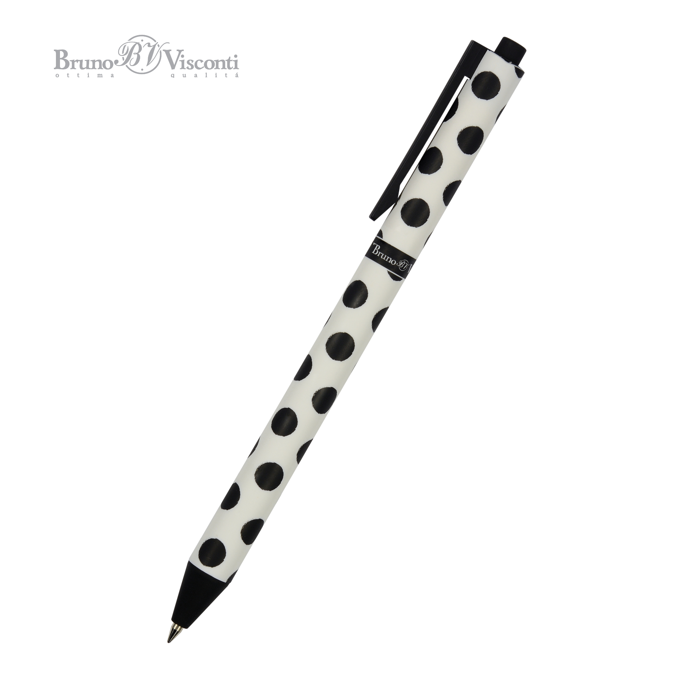 Ручка шариковая синяя BV ArtClick Black Polka Dots 0,5мм принт