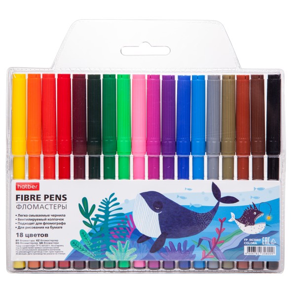 Фломастеры 18 цв Hatber COLORA в блистере с европодвесом