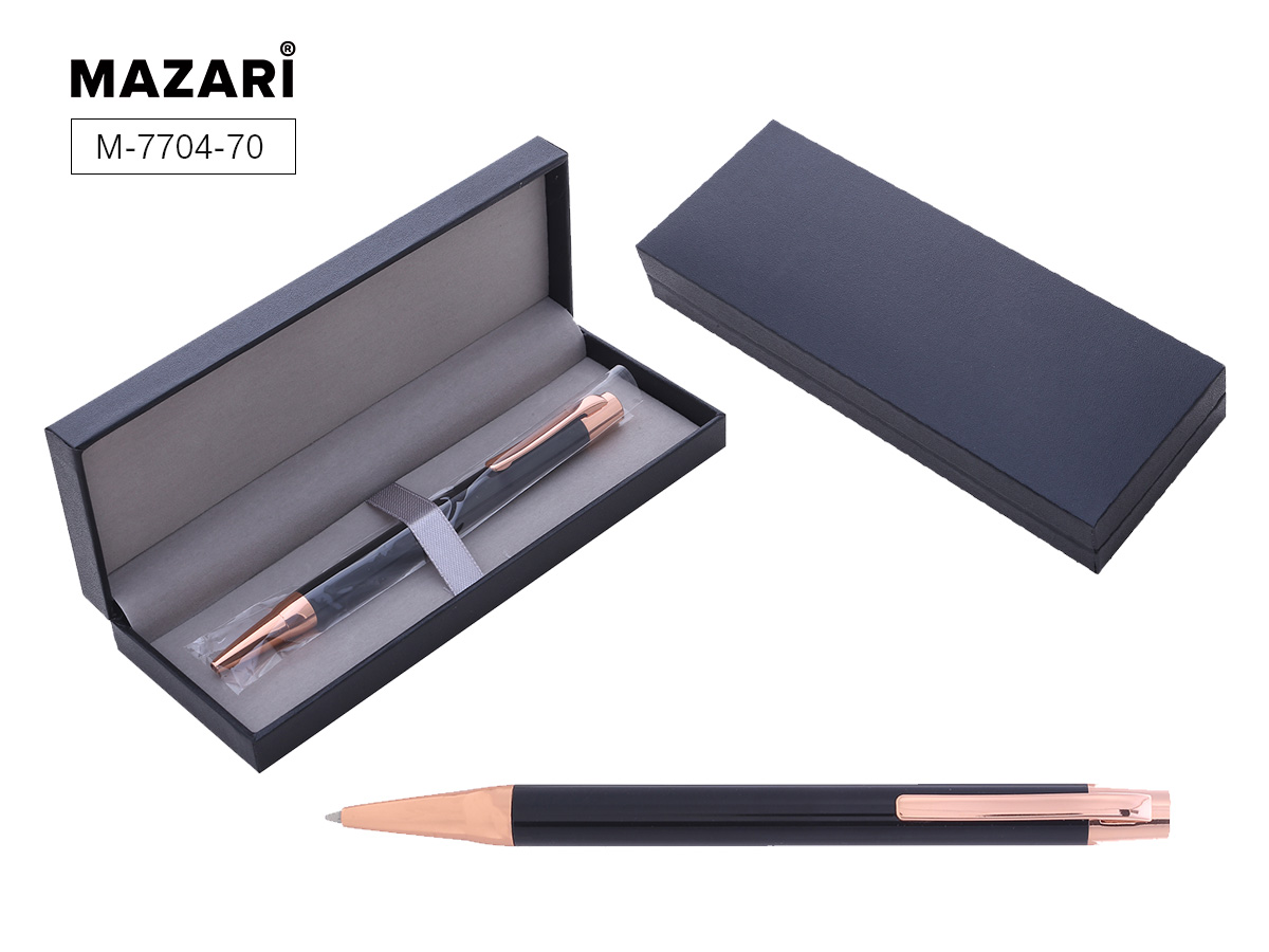 Ручка подар шар Mazari синяя поворот Elatio BRG 0,7мм корпус черный с металлич.