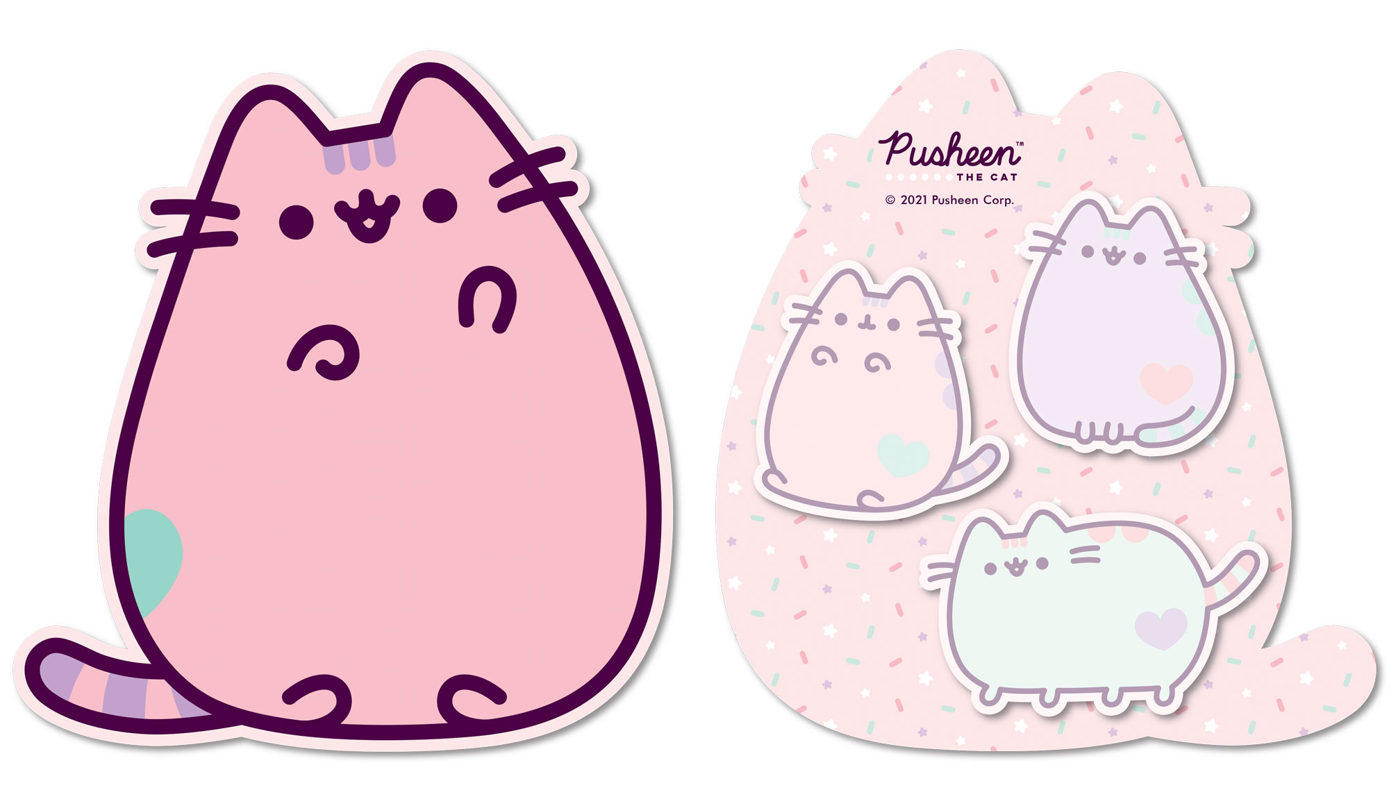 Блок липкий сув 20л 3шт Pusheen на фигурной подложке